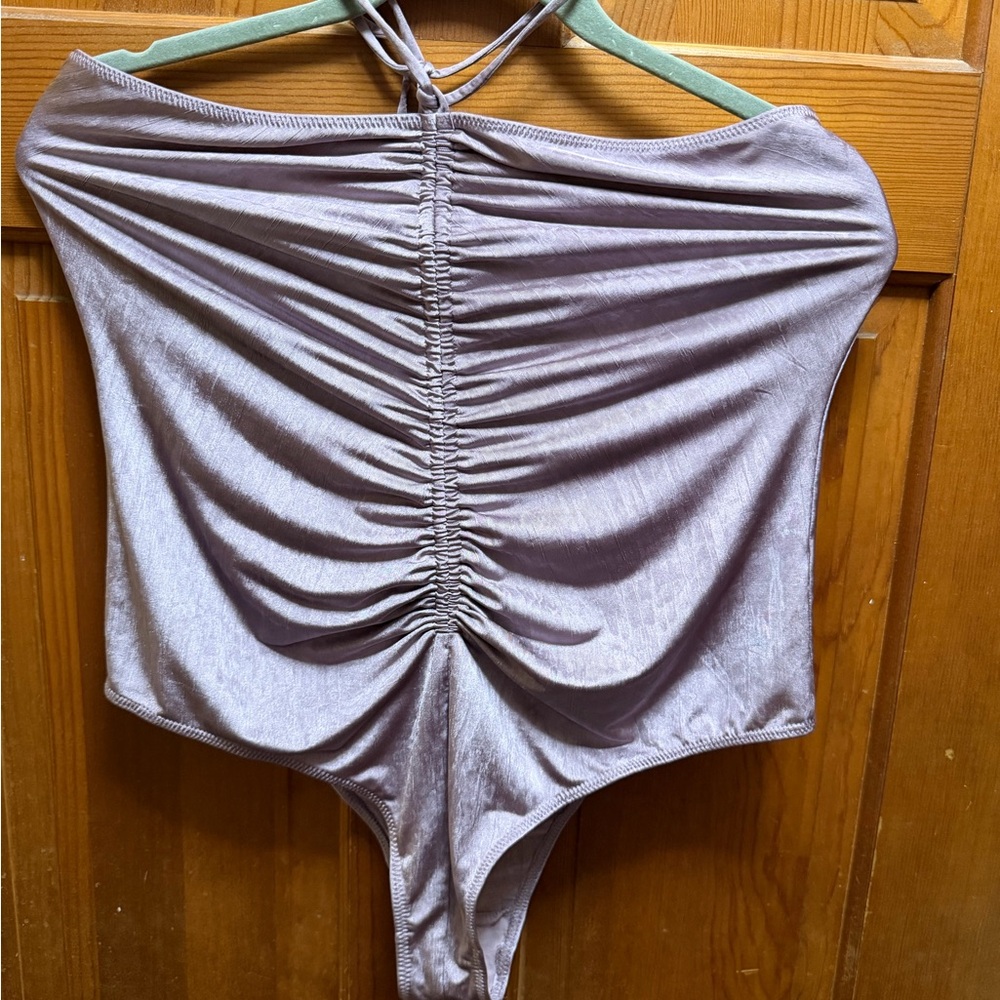 Free People Lavender Satin Bodysuit